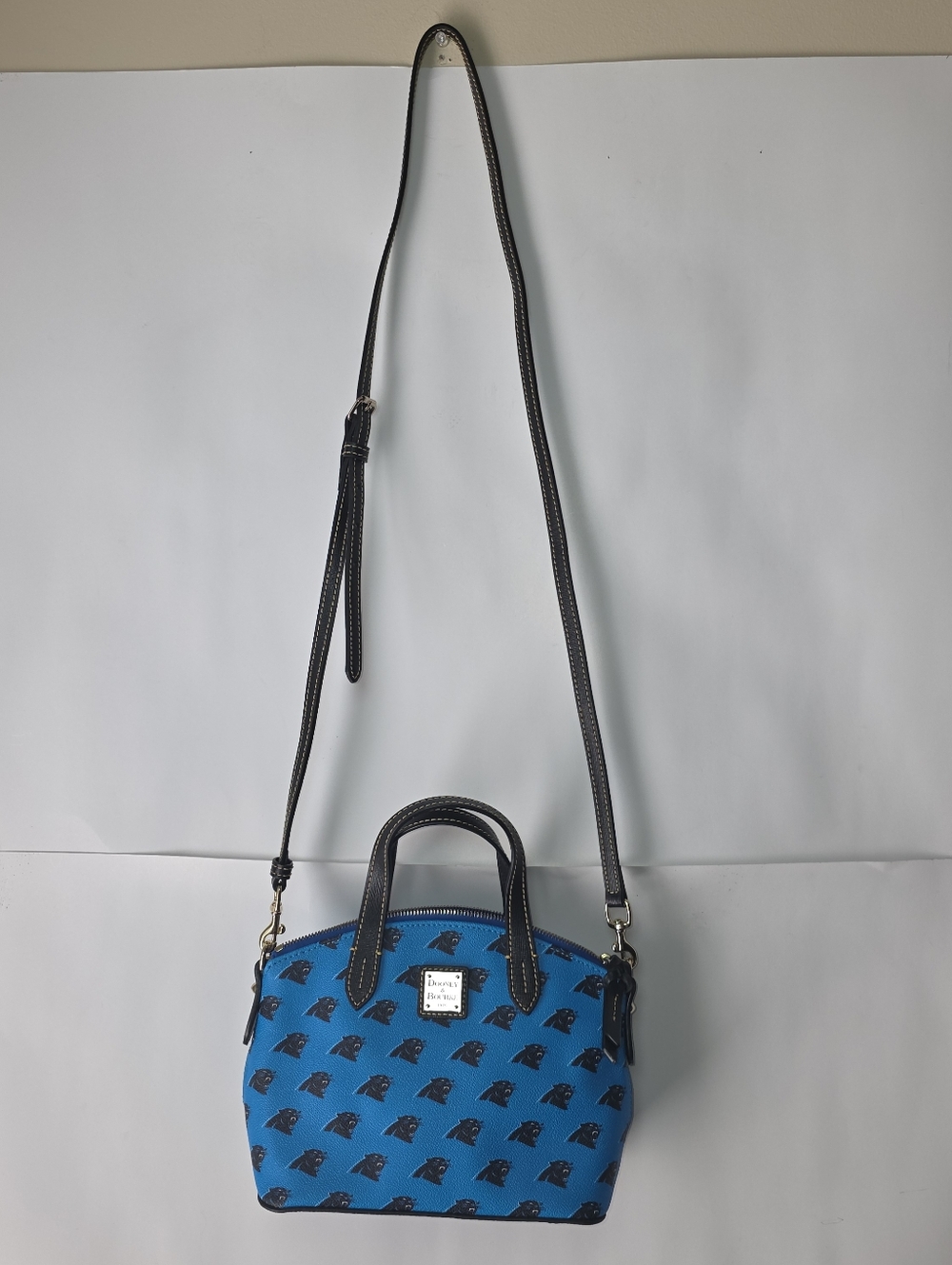 Dooney & Bourke Blue Crossbody Bag Dome NFL Carolina Panthers Logo Team Colors